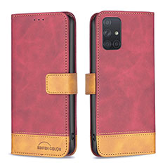 Custodia Portafoglio In Pelle Cover con Supporto B02F per Samsung Galaxy A71 4G A715 Rosso