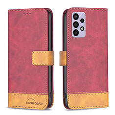 Custodia Portafoglio In Pelle Cover con Supporto B02F per Samsung Galaxy A72 4G Rosso