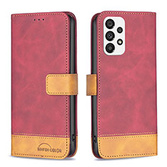 Custodia Portafoglio In Pelle Cover con Supporto B02F per Samsung Galaxy A73 5G Rosso