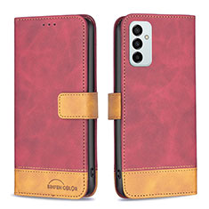 Custodia Portafoglio In Pelle Cover con Supporto B02F per Samsung Galaxy F23 5G Rosso