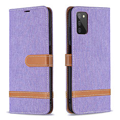 Custodia Portafoglio In Pelle Cover con Supporto B02F per Samsung Galaxy M02s Lavanda