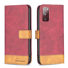 Custodia Portafoglio In Pelle Cover con Supporto B02F per Samsung Galaxy S20 FE 4G Rosso