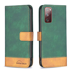 Custodia Portafoglio In Pelle Cover con Supporto B02F per Samsung Galaxy S20 FE 4G Verde