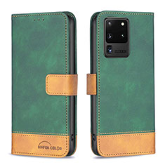 Custodia Portafoglio In Pelle Cover con Supporto B02F per Samsung Galaxy S20 Ultra 5G Verde