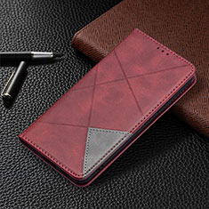 Custodia Portafoglio In Pelle Cover con Supporto B02F per Samsung Galaxy S24 Plus 5G Rosso