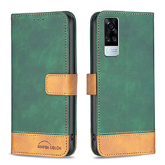 Custodia Portafoglio In Pelle Cover con Supporto B02F per Vivo Y51A Verde