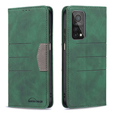 Custodia Portafoglio In Pelle Cover con Supporto B02F per Xiaomi Mi 10T 5G Verde