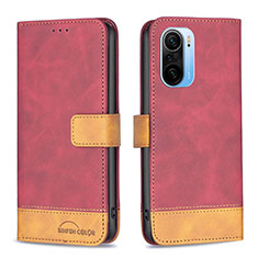 Custodia Portafoglio In Pelle Cover con Supporto B02F per Xiaomi Mi 11X 5G Rosso