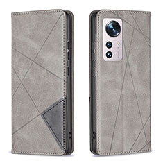 Custodia Portafoglio In Pelle Cover con Supporto B02F per Xiaomi Mi 12 5G Grigio