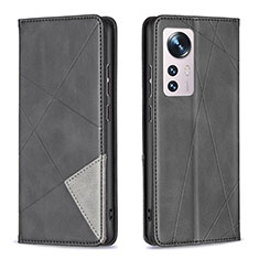 Custodia Portafoglio In Pelle Cover con Supporto B02F per Xiaomi Mi 12S Pro 5G Nero