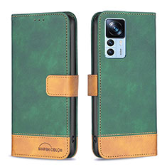 Custodia Portafoglio In Pelle Cover con Supporto B02F per Xiaomi Mi 12T 5G Verde