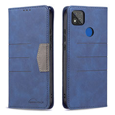 Custodia Portafoglio In Pelle Cover con Supporto B02F per Xiaomi POCO C3 Blu