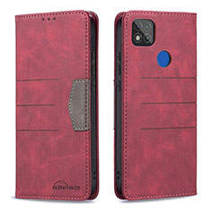 Custodia Portafoglio In Pelle Cover con Supporto B02F per Xiaomi POCO C3 Rosso