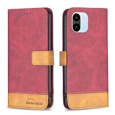 Custodia Portafoglio In Pelle Cover con Supporto B02F per Xiaomi Poco C51 Rosso