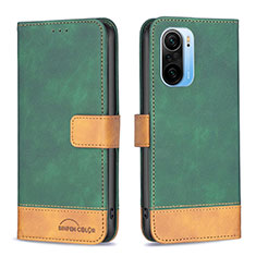 Custodia Portafoglio In Pelle Cover con Supporto B02F per Xiaomi Poco F3 5G Verde