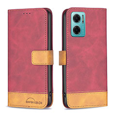 Custodia Portafoglio In Pelle Cover con Supporto B02F per Xiaomi Redmi 10 Prime Plus 5G Rosso