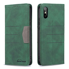 Custodia Portafoglio In Pelle Cover con Supporto B02F per Xiaomi Redmi 9AT Verde