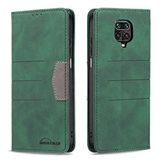 Custodia Portafoglio In Pelle Cover con Supporto B02F per Xiaomi Redmi Note 9 Pro Verde