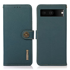 Custodia Portafoglio In Pelle Cover con Supporto B02H per Google Pixel 7 5G Verde