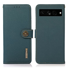 Custodia Portafoglio In Pelle Cover con Supporto B02H per Google Pixel 7 Pro 5G Verde