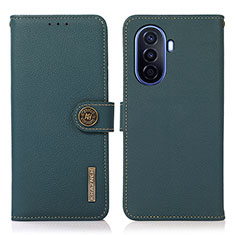 Custodia Portafoglio In Pelle Cover con Supporto B02H per Huawei Enjoy 50 Verde