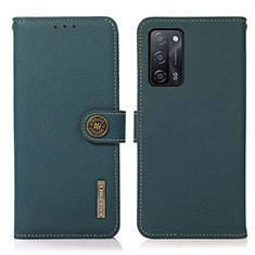 Custodia Portafoglio In Pelle Cover con Supporto B02H per Oppo A55 5G Verde