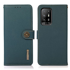 Custodia Portafoglio In Pelle Cover con Supporto B02H per Oppo A95 5G Verde