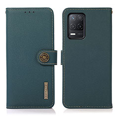 Custodia Portafoglio In Pelle Cover con Supporto B02H per Realme Q3 5G Verde