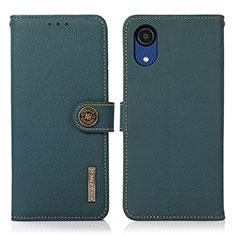 Custodia Portafoglio In Pelle Cover con Supporto B02H per Samsung Galaxy A03 Core Verde