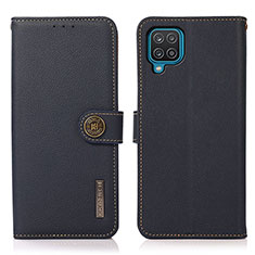 Custodia Portafoglio In Pelle Cover con Supporto B02H per Samsung Galaxy A12 5G Blu