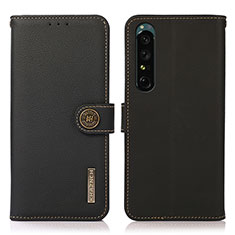 Custodia Portafoglio In Pelle Cover con Supporto B02H per Sony Xperia 1 IV Nero