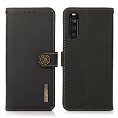 Custodia Portafoglio In Pelle Cover con Supporto B02H per Sony Xperia 10 III Lite Nero