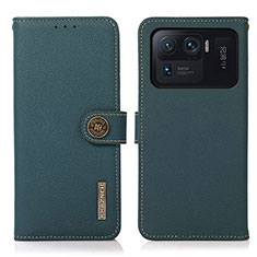 Custodia Portafoglio In Pelle Cover con Supporto B02H per Xiaomi Mi 11 Ultra 5G Verde