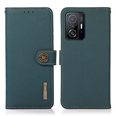 Custodia Portafoglio In Pelle Cover con Supporto B02H per Xiaomi Mi 11T 5G Verde