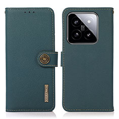 Custodia Portafoglio In Pelle Cover con Supporto B02H per Xiaomi Mi 14 Pro 5G Verde