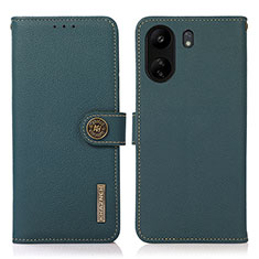 Custodia Portafoglio In Pelle Cover con Supporto B02H per Xiaomi Poco C65 Verde