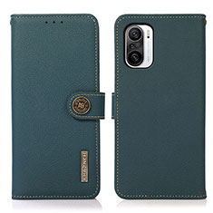 Custodia Portafoglio In Pelle Cover con Supporto B02H per Xiaomi Poco F3 5G Verde