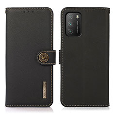 Custodia Portafoglio In Pelle Cover con Supporto B02H per Xiaomi Poco M3 Nero