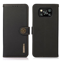 Custodia Portafoglio In Pelle Cover con Supporto B02H per Xiaomi Poco X3 Pro Nero