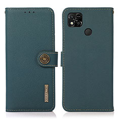 Custodia Portafoglio In Pelle Cover con Supporto B02H per Xiaomi Redmi 9 Activ Verde