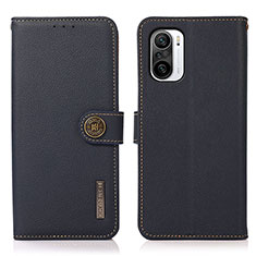 Custodia Portafoglio In Pelle Cover con Supporto B02H per Xiaomi Redmi K40 Pro 5G Blu