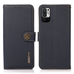 Custodia Portafoglio In Pelle Cover con Supporto B02H per Xiaomi Redmi Note 10 JE 5G Blu