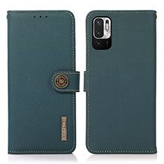 Custodia Portafoglio In Pelle Cover con Supporto B02H per Xiaomi Redmi Note 10 JE 5G Verde