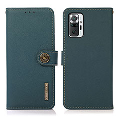 Custodia Portafoglio In Pelle Cover con Supporto B02H per Xiaomi Redmi Note 10 Pro 4G Verde