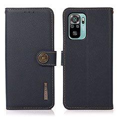 Custodia Portafoglio In Pelle Cover con Supporto B02H per Xiaomi Redmi Note 10S 4G Blu