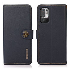 Custodia Portafoglio In Pelle Cover con Supporto B02H per Xiaomi Redmi Note 10T 5G Blu