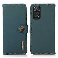 Custodia Portafoglio In Pelle Cover con Supporto B02H per Xiaomi Redmi Note 11 4G (2022) Verde