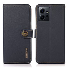 Custodia Portafoglio In Pelle Cover con Supporto B02H per Xiaomi Redmi Note 12 4G Blu