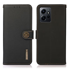 Custodia Portafoglio In Pelle Cover con Supporto B02H per Xiaomi Redmi Note 12 4G Nero