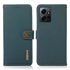 Custodia Portafoglio In Pelle Cover con Supporto B02H per Xiaomi Redmi Note 12 4G Verde